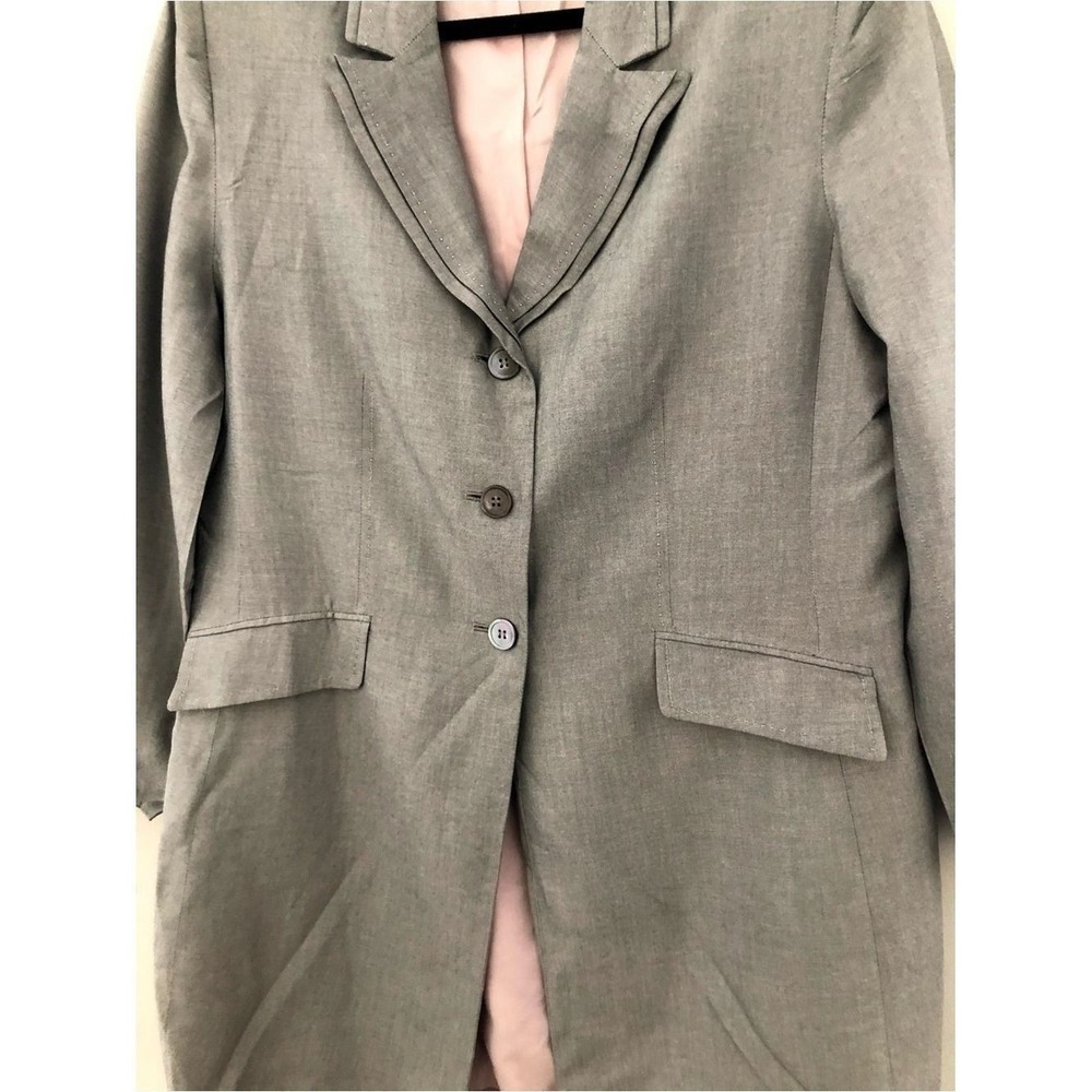 Kasper Petite Gray Longline Career Blazer Jacket Women's Size 16P Office Chic - Picture 4 of 11